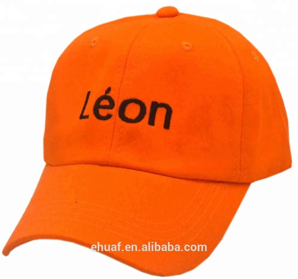 6 panel 100% cotton unstructured metal buckle adjustable closure embroidery neon orange neon green cap hat