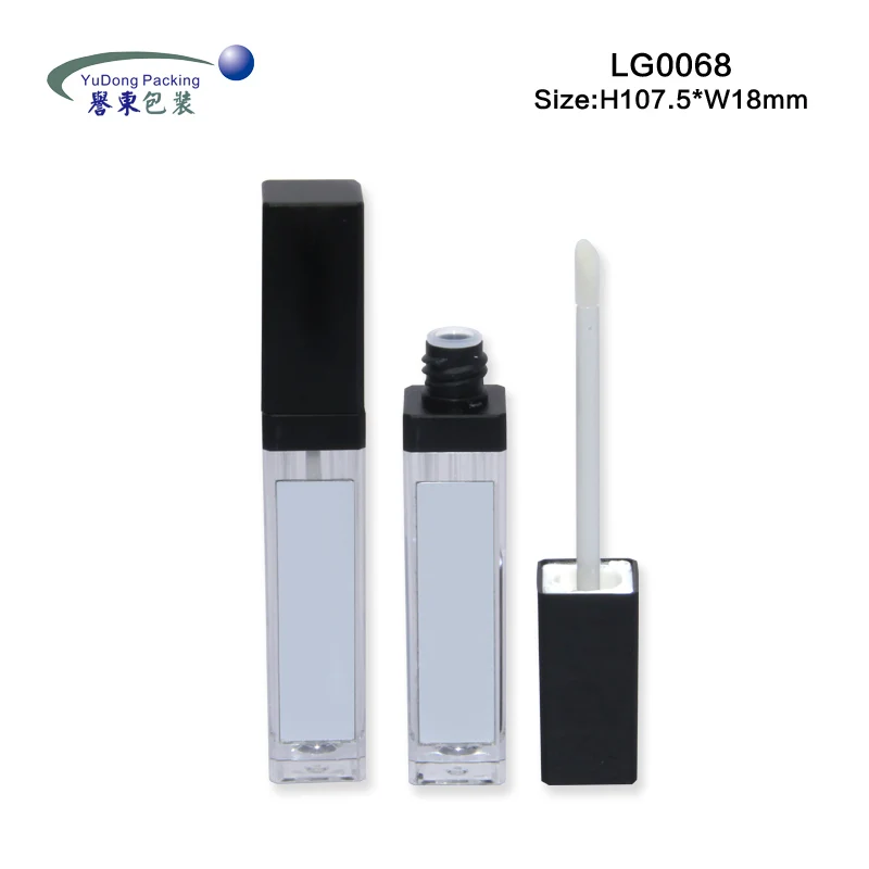 7ml free sample portable retangular empty lipgloss bottle LED lip gloss tube with mirror