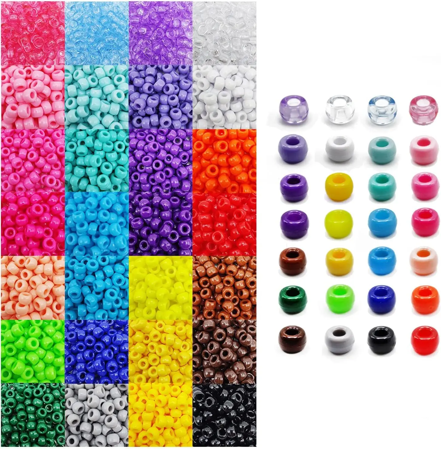 Custom Package Loose Plastic Beads 9mm Big Hole Acrylic Pony Beads for Diy Bracelet Jewelry Making Hair Beads