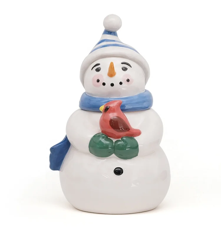 Wholesale Christmas holiday kitchen coffee tea cookie gift ceramic canister jar with 3D handpainting design