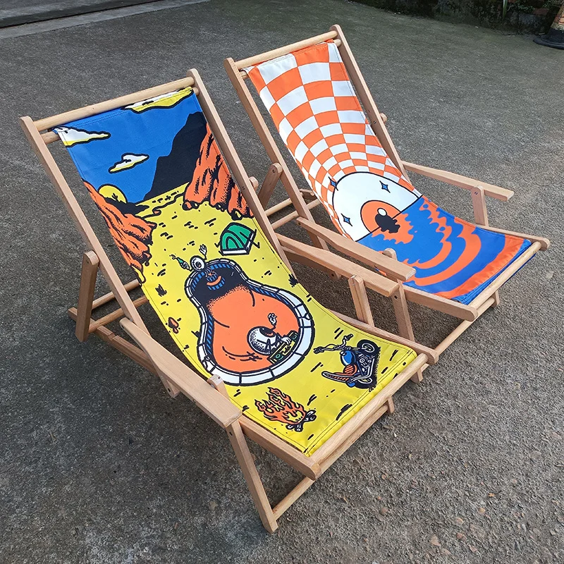 modern luxury soft adjustable outdoor furniture camping wooden folding white fabric reclining bedroom living room arm chair