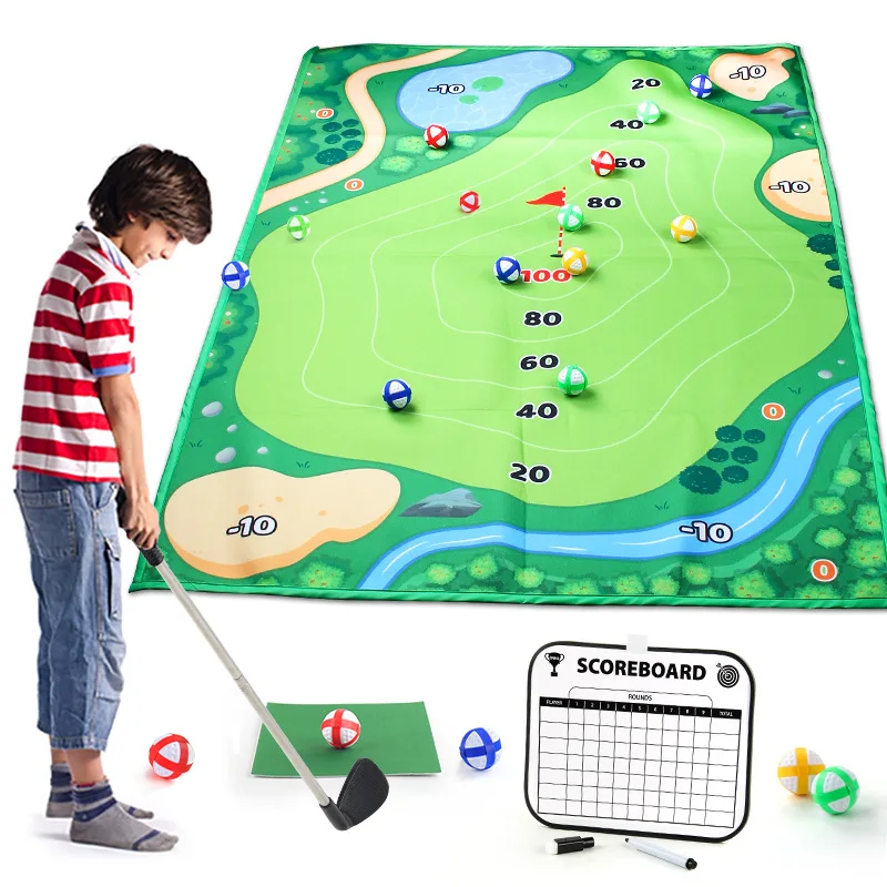 Newest Custom Pattern Kids Golf training Chipping Mat Toy Set With Multiple parts