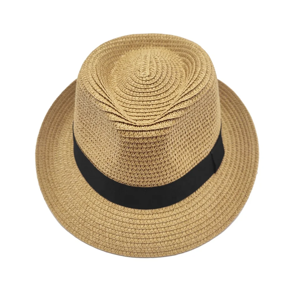 Китайская фабрика, мужская белая соломенная шляпа homburg с лентой и узкими полями