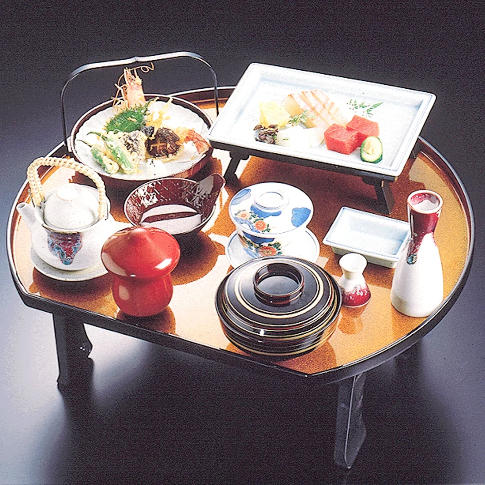 Excellent Quality Low Price Half Moon Shaped Four Legs Tray Matt Finish 26110 Z302 Luxury Dining Table Set