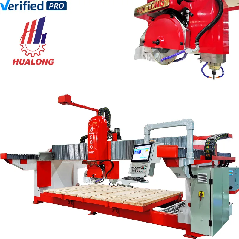 2025 hot Hualong Machinery Italy cnc 6 axis bridge saw granite marble slab cutting milling Stone Countertop Processing Machine
