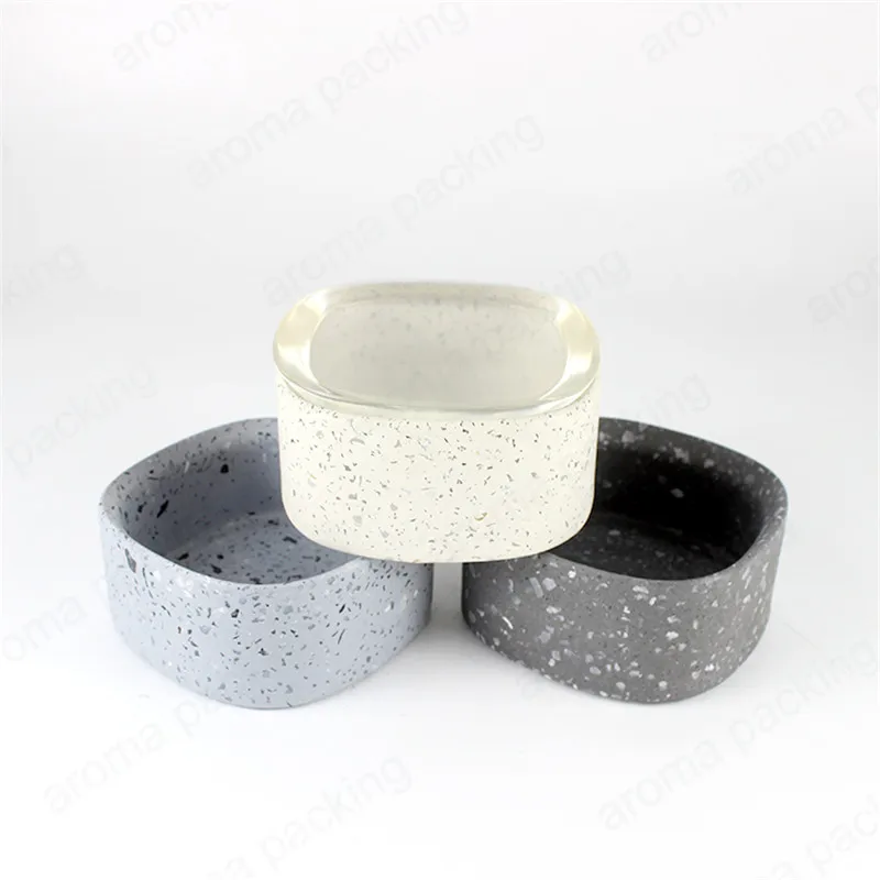 Unique Shape Waterstone Jar Concrete Container With Resin Lid