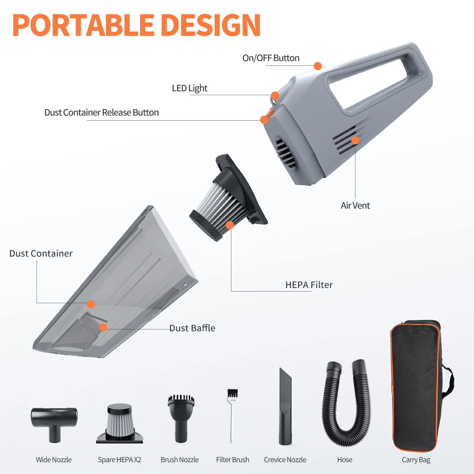 Wholesale car vacuum portable cleaner High Power Handheld wireless dry and wet car vacuum cleaner