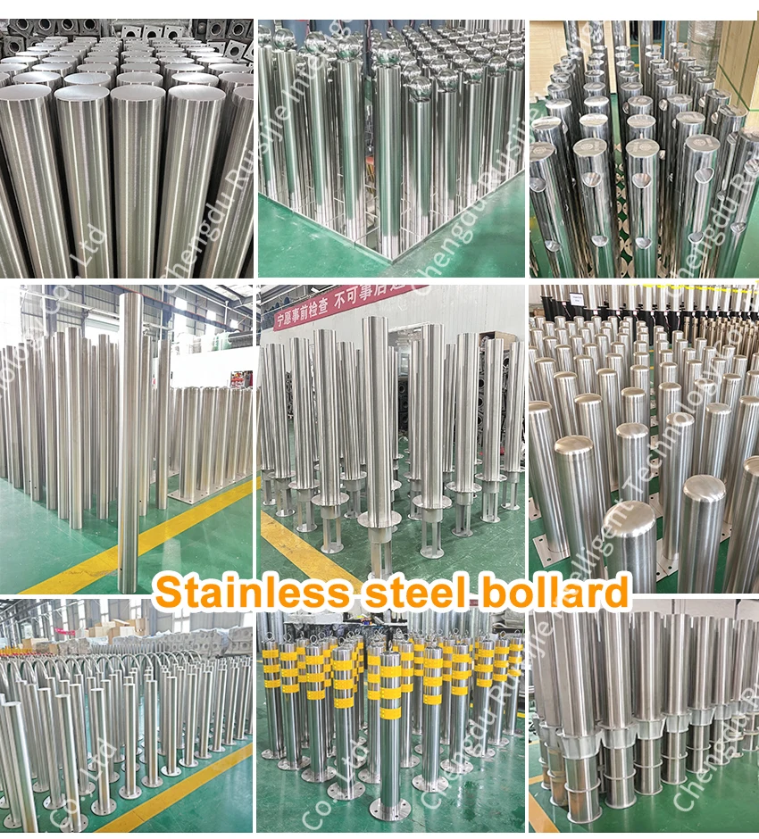 Bollard Cover Customized Outdoor Barrier SS304 Bollard Post Street Crash Rated Fixed Bollard