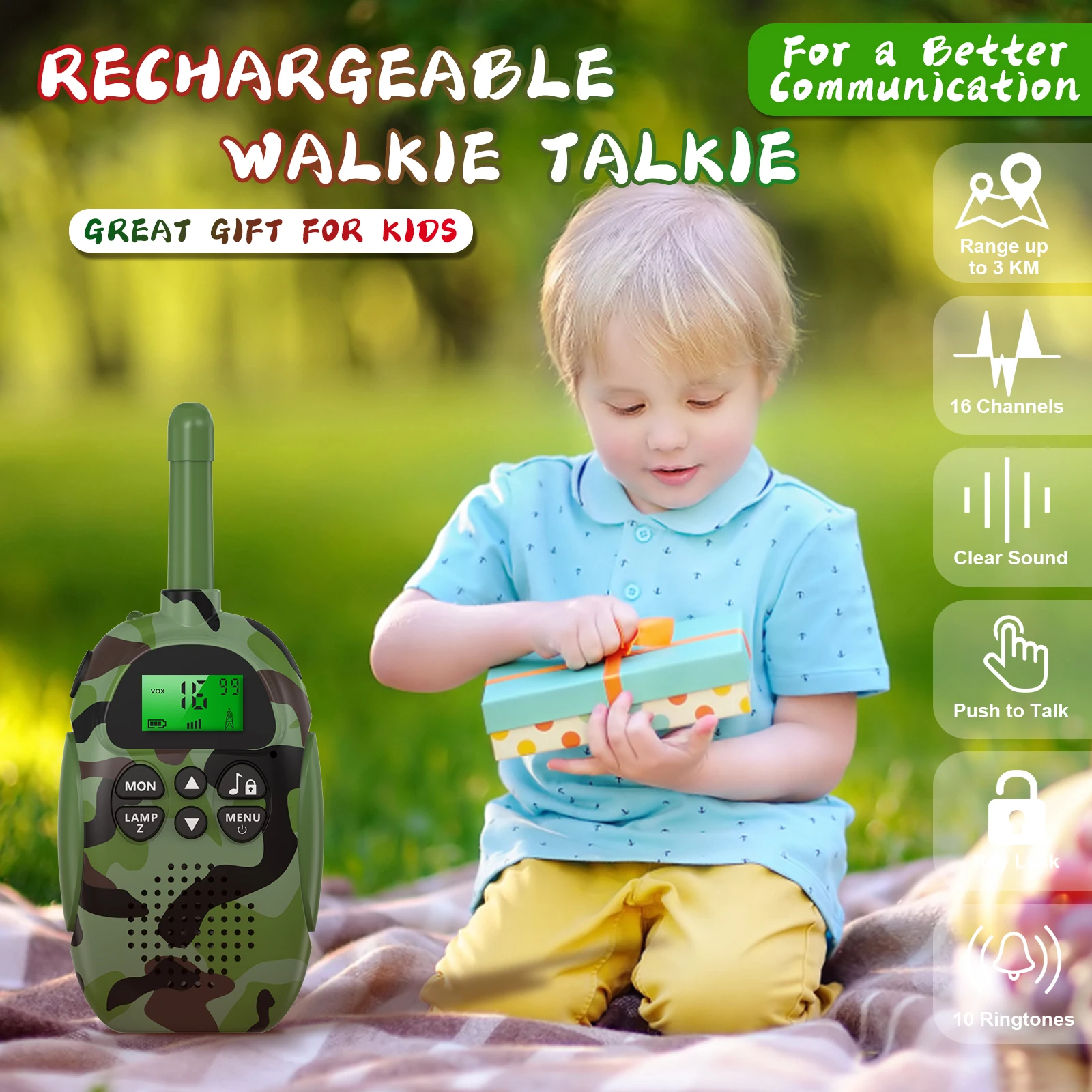 mini walkie talkie long range small walkie talkie 2 pieces walkie talkie with light