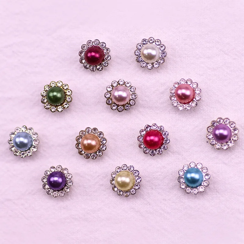 Factory 12mm Sun Flower Button Sewn Floral Decoration Strass Sew On Stone Colorful Button Accessory Flower Claw Cup Rhinestones