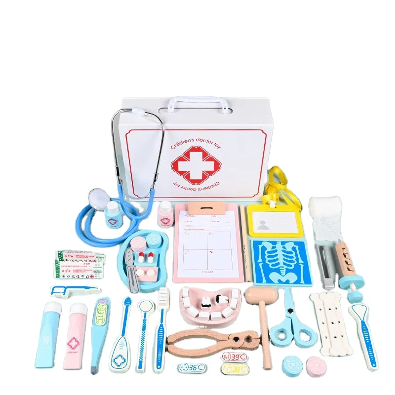Early Educational Toy Medical Kit Kids Wooden Doctor Kits Toys Toddlers Pretend Play Medical Toy Kids Doctor Pretend Play kit