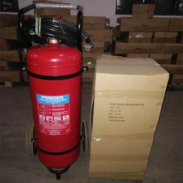 Wheeled mobile fire extinguisher trolley mounted DCP chemical powder fire extinguisher 20kg 30kg 50kg 100kg