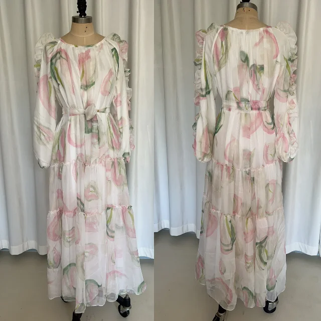 Women Abaya Muslim Fashion Printing Luxury Diamonds Belted Dress Turn-down Collar Long Dresses Ramadan Jalabiyat 2024