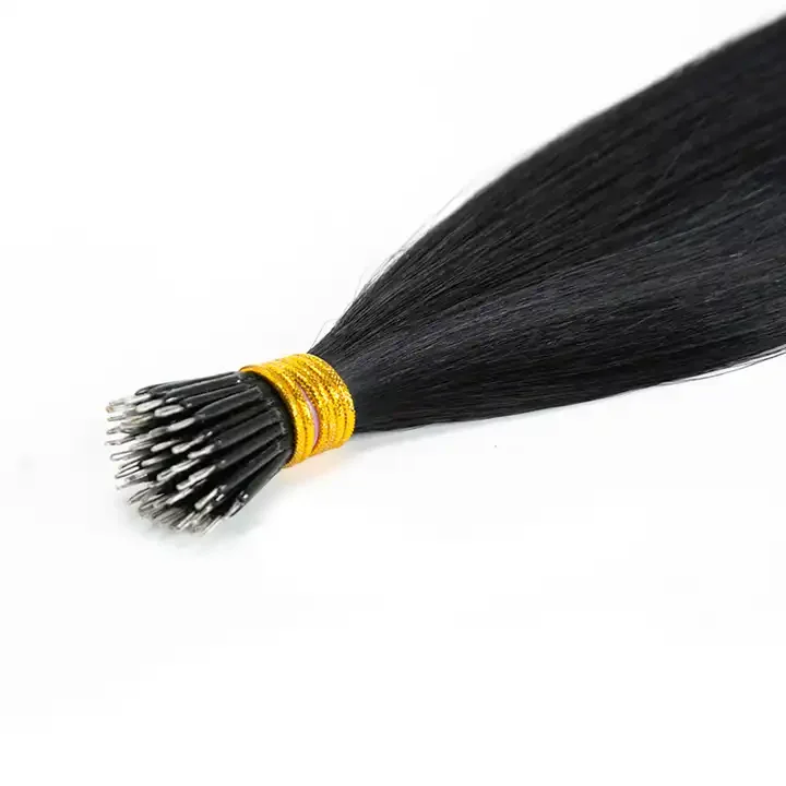 High quality human hair Russian double drawn nano ring hair wholesale extension in stock straight nano ring hair extensions