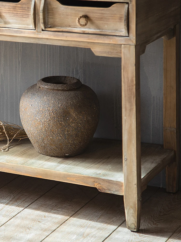 American Antique Finishing Retro Locker Living Room Decoration Cabinet Personality Storage Cabinet Home Porch Furniture