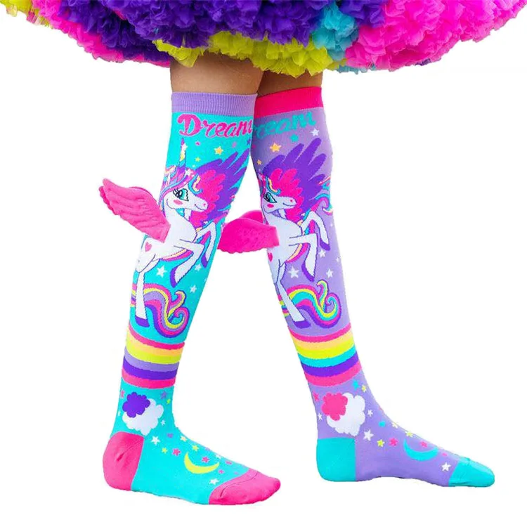 
Fashion Fancy 3D Wings Unicorn Cartoon Long Cotton Stockings Keen High Little Girls Children Kids Socks 