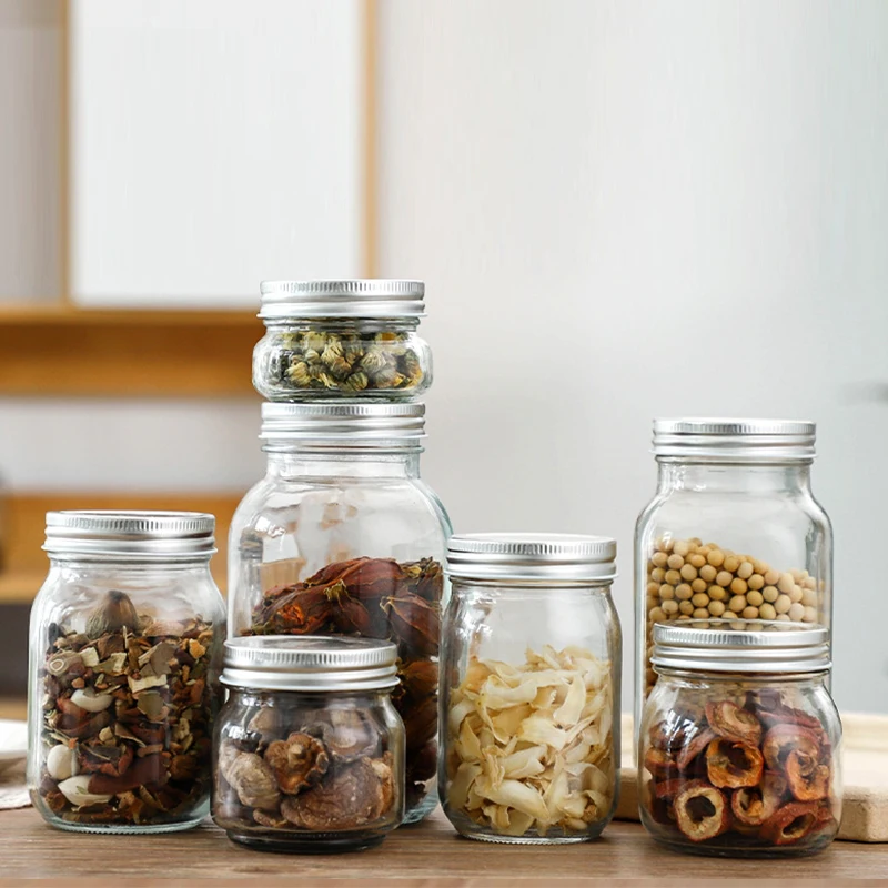 Wide Mouth Glass Mason Jars 16oz storage jar containers with metal split lid for pickle snacks jam honey