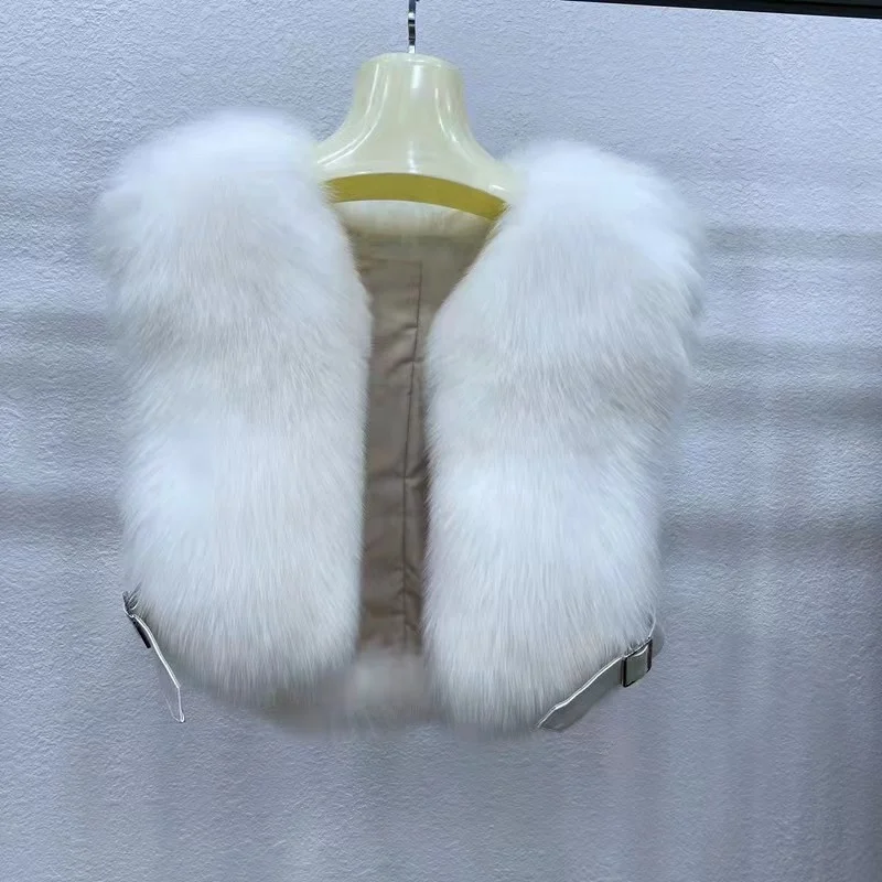 High  quality  women   Big  fox   fur  vest    Winter  blue  fox  fur short   Vest