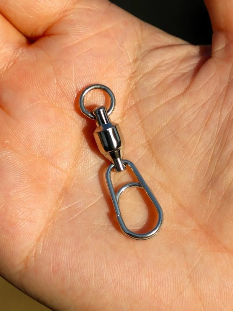Stainless Steel Pin Bearing Rolling Swivel Connector Snap Clip Fishing Tools Pesca Ball Bearing Swivel Fishing Accessories Peche