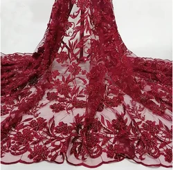 3D embroidery fabric mesh embroidery European and African lace fabric for wedding dress flower lace embroidery fabric