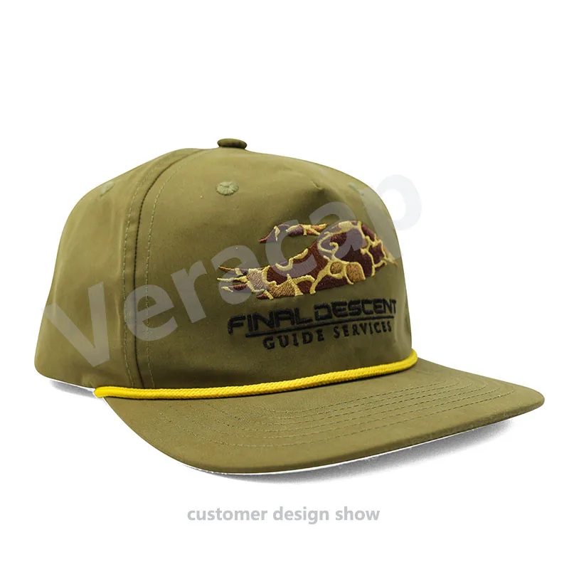 HS24 оптовая продажа, козырёк, веревочные поля, 5 панелей, неструктурированный ридиксон 256, бейсболка, Кепка-тракер veracap, изготовленная на заказ нейлоновая веревочная шляпа с веревкой