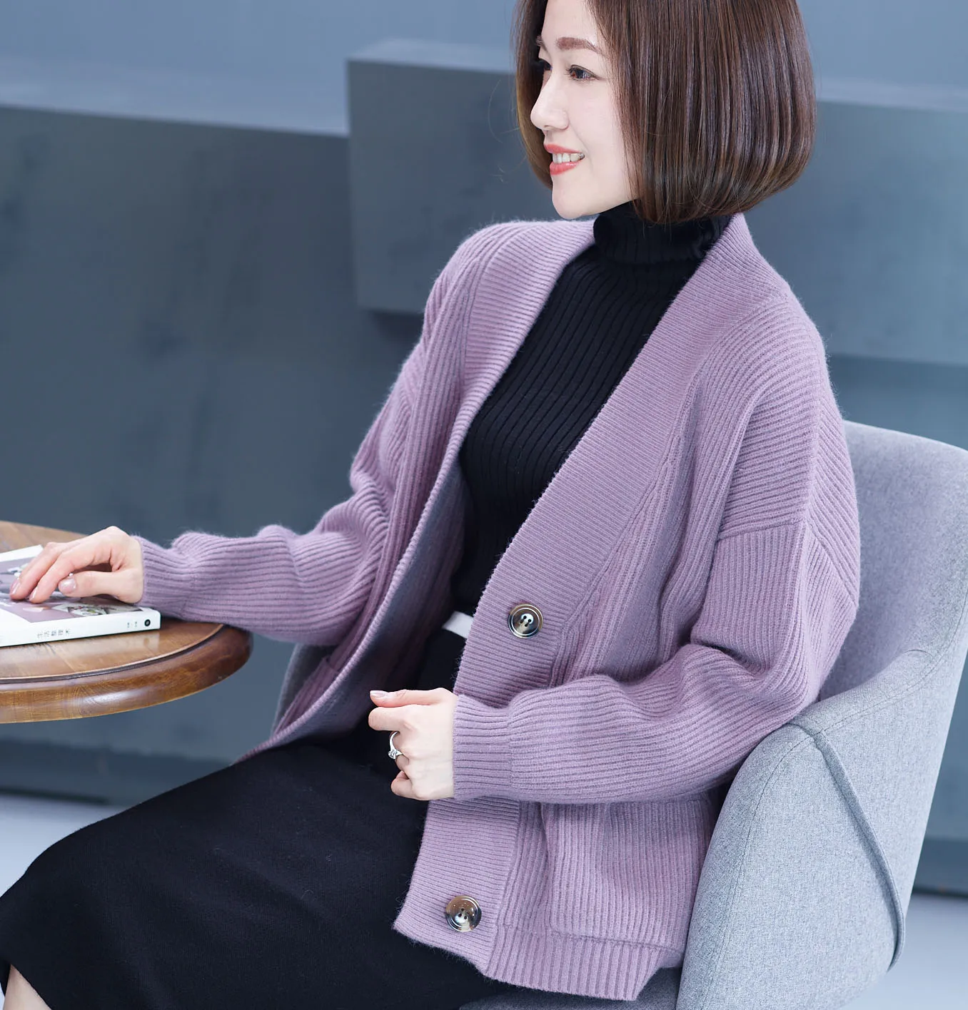 The latest design ladies cardigan ladies new fashion short knit sweater coat