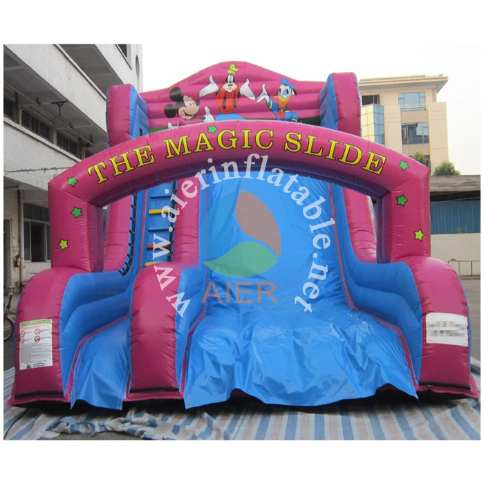 Latest cartoon mouse inflatable slide hot sale Inflatable water slide Business Blue and purple bounce slide for rent