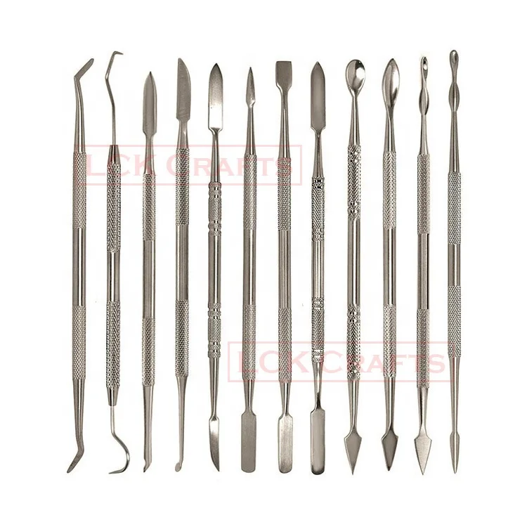 Wax Clay Modeling Sculpting Carving Tools Polymer Pottery Clay Dental Carver Tool Set 12 Pieces Stainless Steel Wax Carvers Set