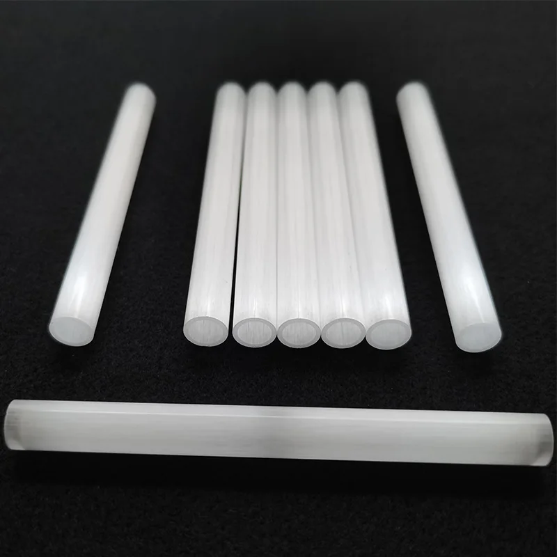  High temperature resistant frosted cream heated quartz glass tube with one end closed round