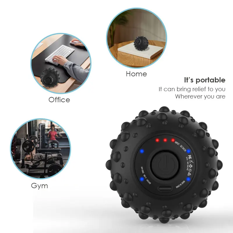 Electric Rechargeable Portable 3-Speed Vibrating Massage Peanut Ball Dual Foam Roller for Deep Tissue Recovery