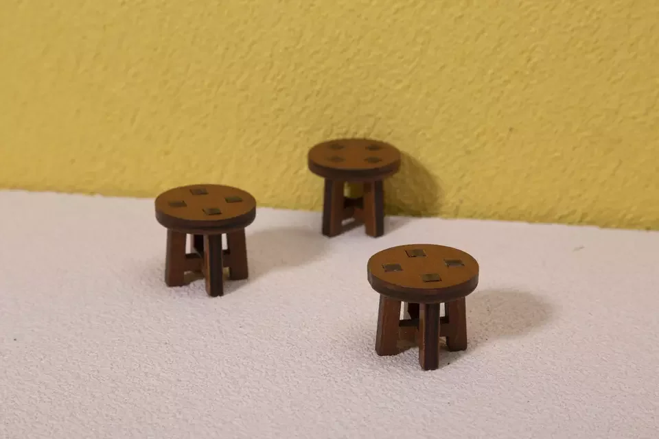 Doll house miniature accessories mini wooden chair table top ornament mini wooden chair desk decor wooden stool