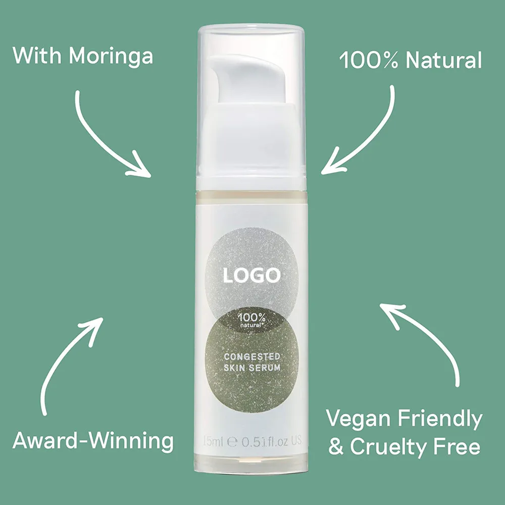 Private Label Skin Care Acne Spot Moringa Eucalyptus Reduce Redness Calm Inflamed Skin Serum