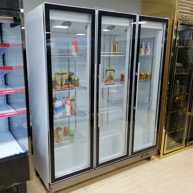 Supermarket Fan-Cooling Circulation Round Coolers for Drinks with LED Lighting Display Fridge