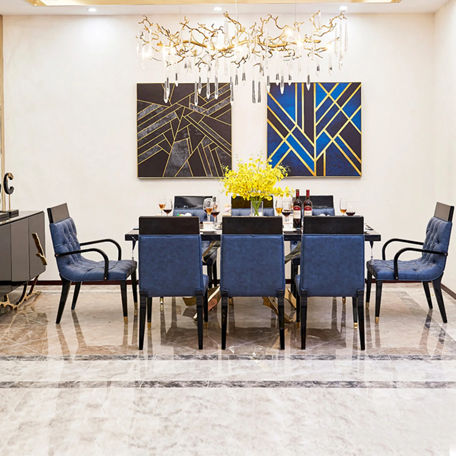 Elegant Mesas Metal Dining Table Legs Luxury Dining Table Set 8 Seater