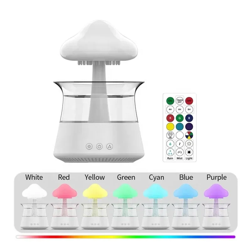 Rain Cloud 450ML Air Humidifier USB Water Drop Essential Aroma Diffuser with 7 Colors Night Light Timing Rain Drop Humidifier