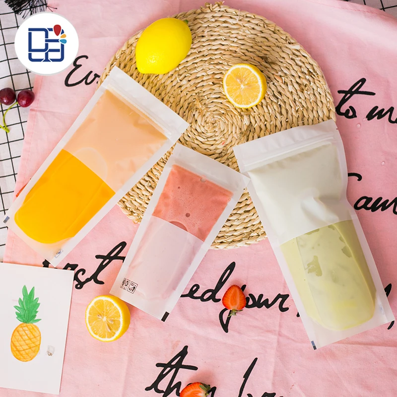 
700ML New White Drink Bag Soft Drinks Fruit Punch Drink Packaging Bags With Zipper 