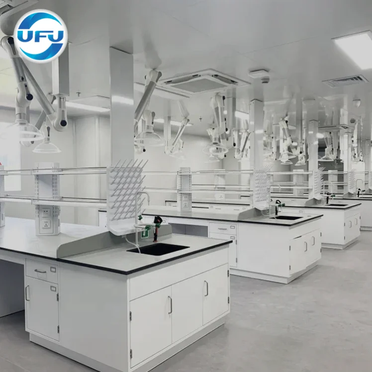 UFU Lab Island Workbench With Regant Shelf And Drawers Factory Supplier Medical Full Steel Frame Laboratory Central Work Bench