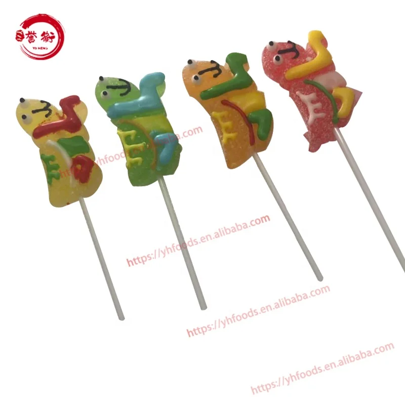 Insect series Cartoon shaped fruity juice flavor Soft Jelly Pop Lollipop Candy Sweet Confectionery