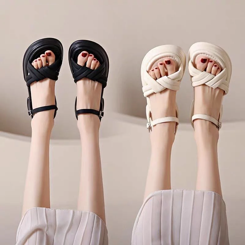 2023 Jelly Candy Color Girls Platform Sandals Stylish Beach Woven Design Outdoor Sandals For Women