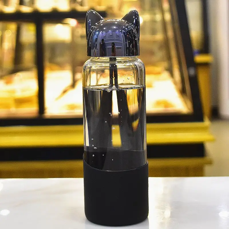 Feiyou can custom  the logo glass bottle female lovely creative trend portable harajuku water bottle male simple bottels