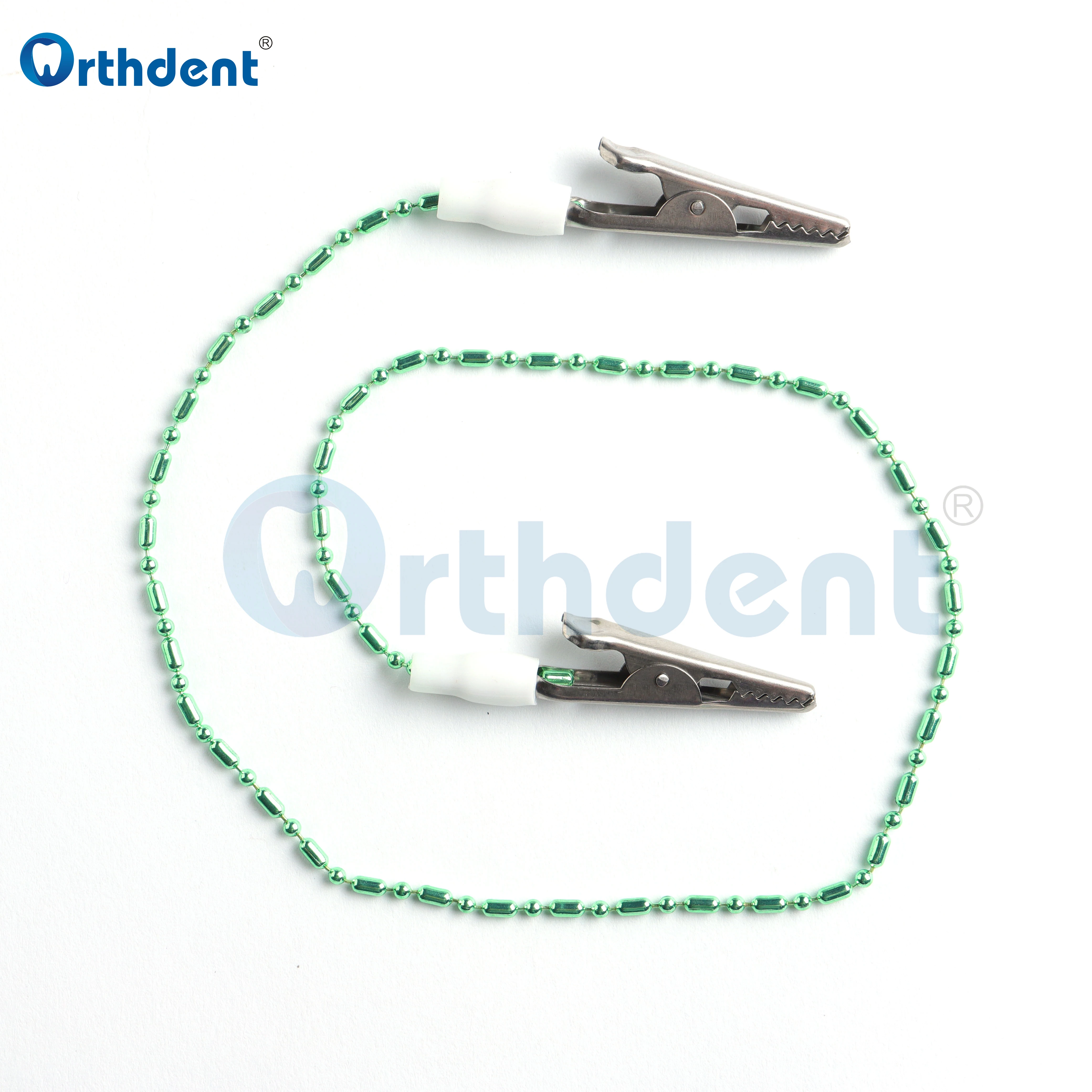 6 Pcs/Set Dental Colorful Bib Clips Cord Napkin Holder Flexible Metal Ball Chain Bibs 48cm Stainless Steel Instrument Materials