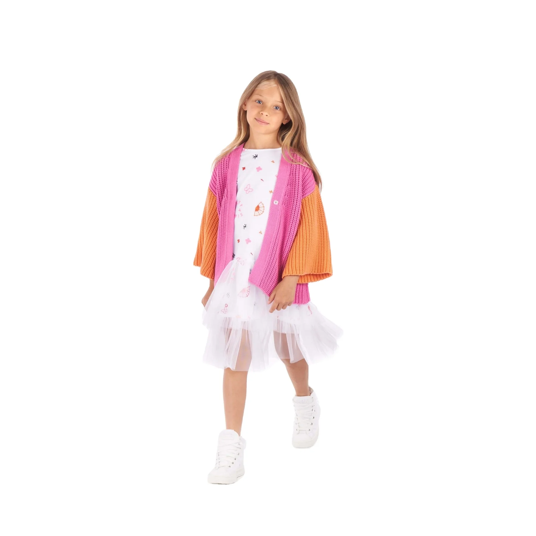 New Style Children Sweater with Crocheted V Collar Casual Style Rose and orange Children Sweater for Autumn