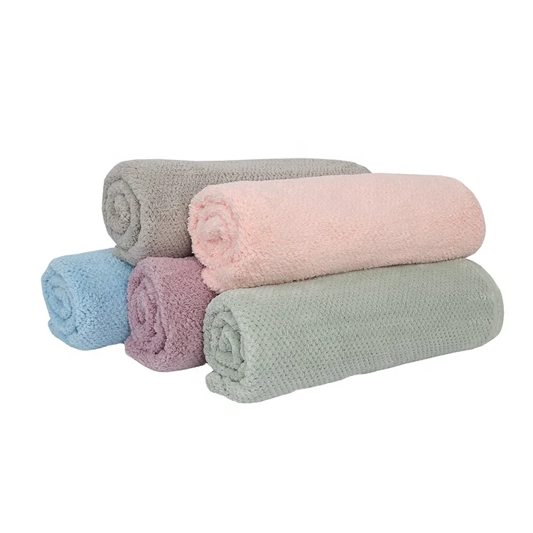 Wholesale Super Absorption Top Waffle Jacquard Coral Velvet Microfiber Bath Towel