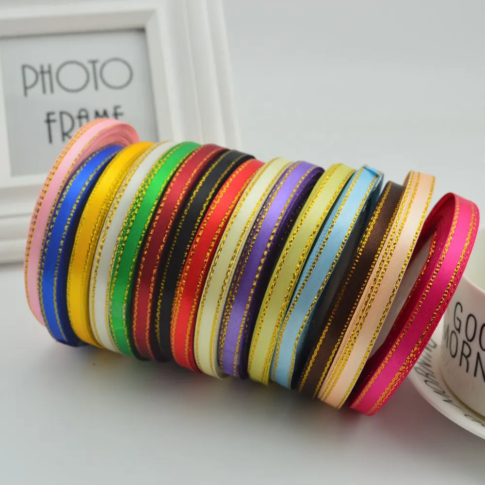 
 0.6cm Gift Box Decoration Gold Rim Wedding Ribbon Diy Hair Accessories Thin Ribbon Ribbon  