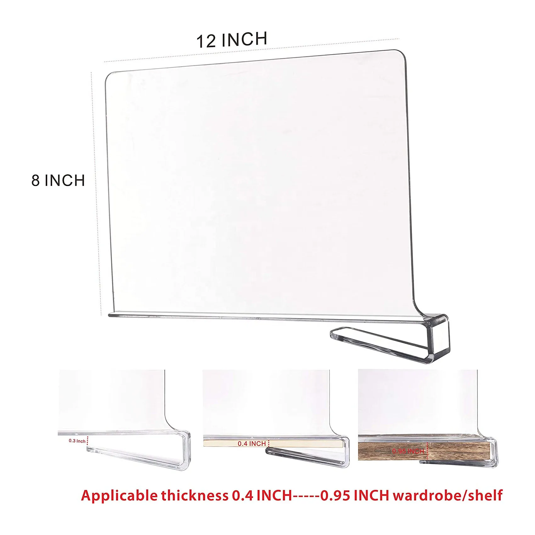 6PCS Multifunction Closets Shelf and Closet Separator for Wood Closet Clothes Clear Acrylic Shelf Dividers