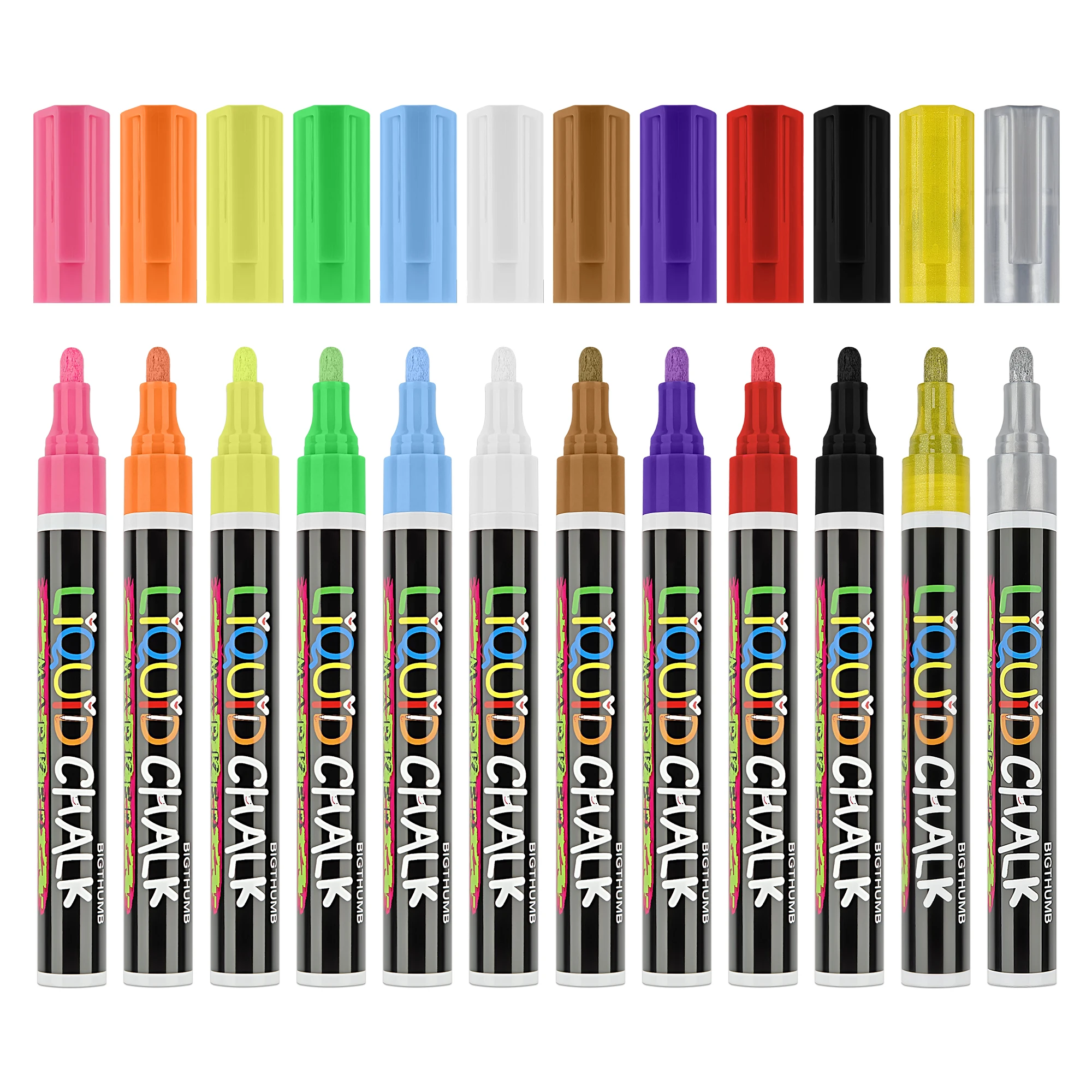 Hot Sale 12 Colors Erasable Chalk Markers for Chalkboards, Signs, Windows, Blackboard, Glass, Mirrors