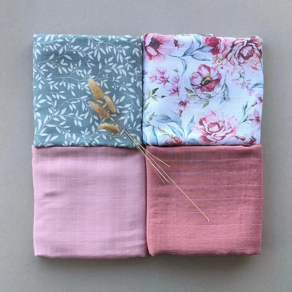 2023 Rainbow Sun Organic Bamboo Cotton Newborn Infant Wraps Set 120x120cm Boho Baby Muslin Swaddle Blanket