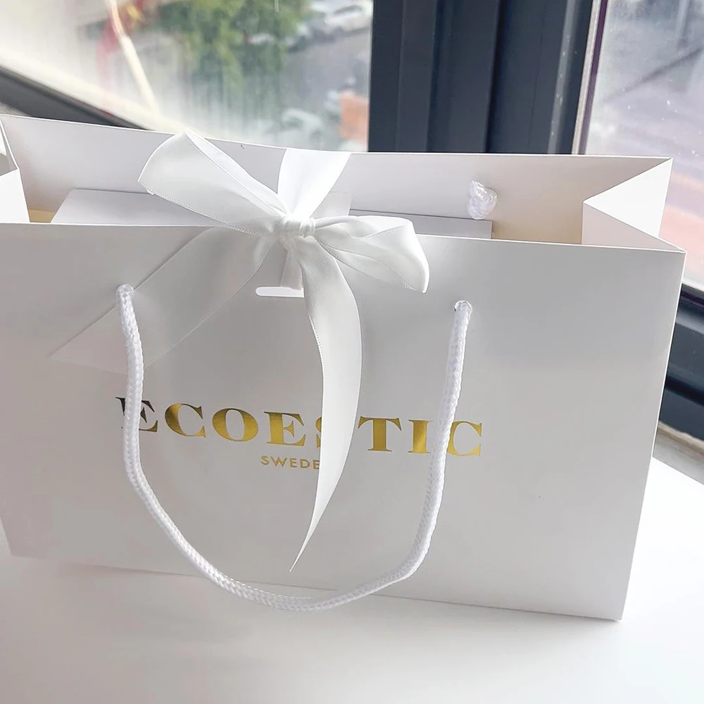 Custom Small Business Biodegradable Packaging Luxury Paper Shopping Bag White Gift Bag With Your Own Logo