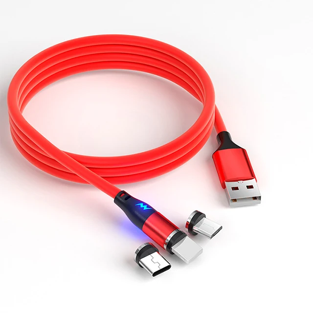 Uutek RSZ7-T 3A жидкий силикон Магнитный 3in1 USB кабель для мобильного телефона для передачи данных