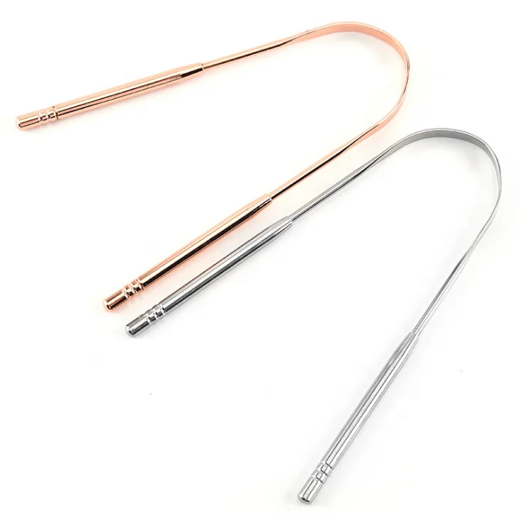 Gold Stainless Steel Surgical Grade Stainless Steel Tongue Cleaners 304 Stainless Steel Tongue Scraper